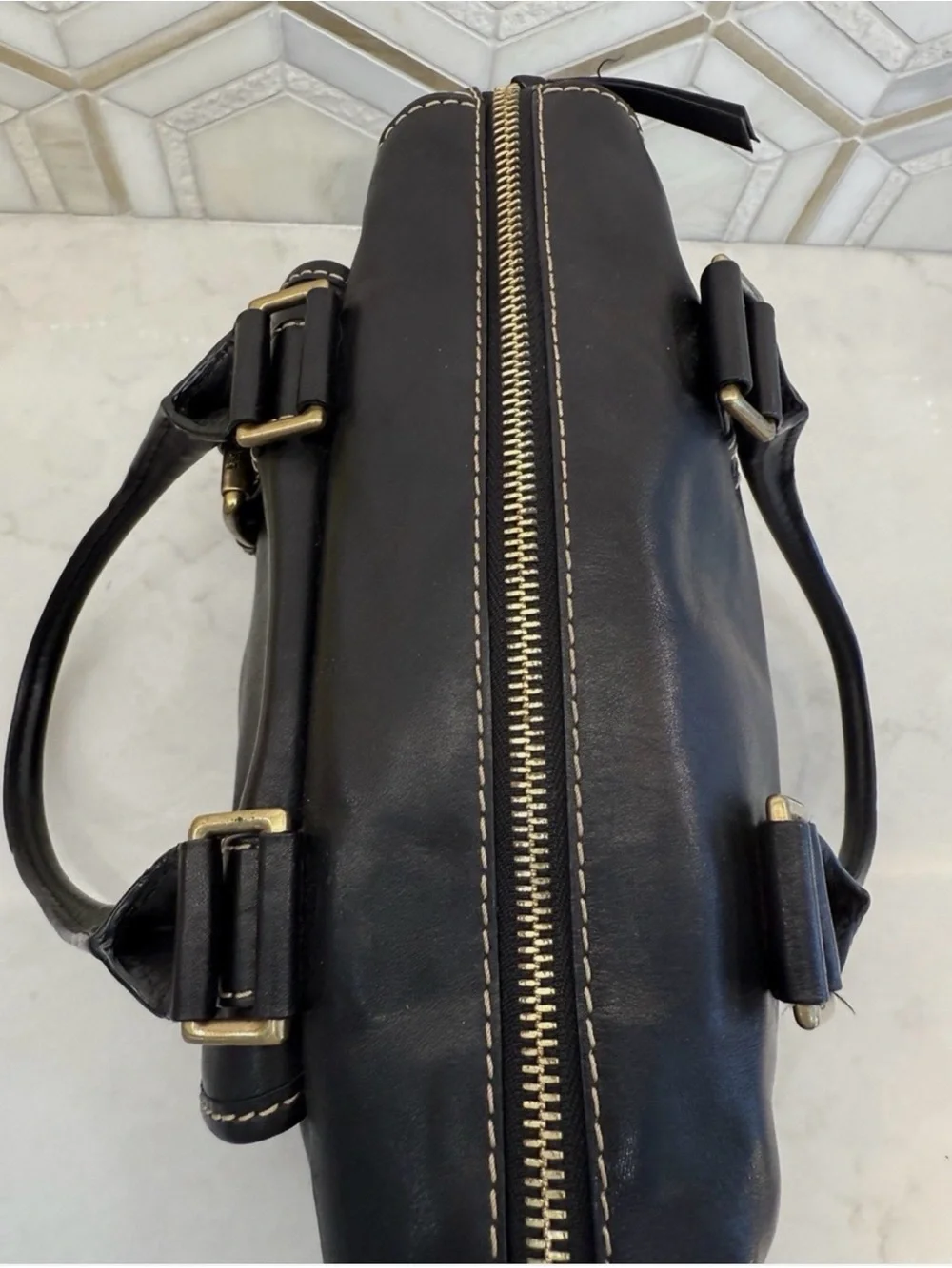 vintage Michael Kors black leather satchel bag